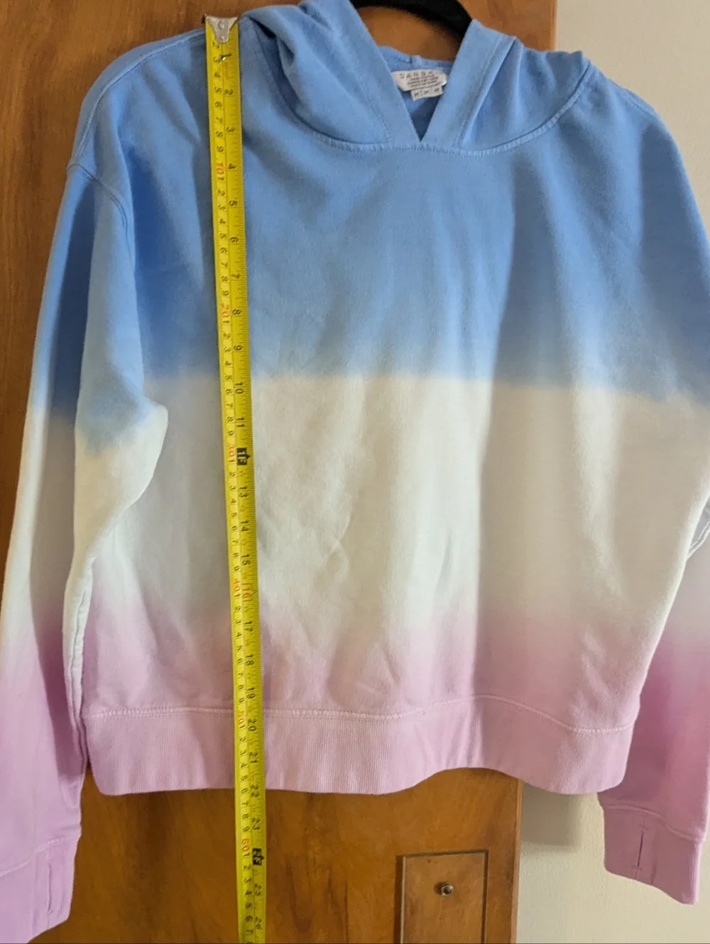 Ombre Blue White Pink Hoodie Sweater - Picture 4 of 9